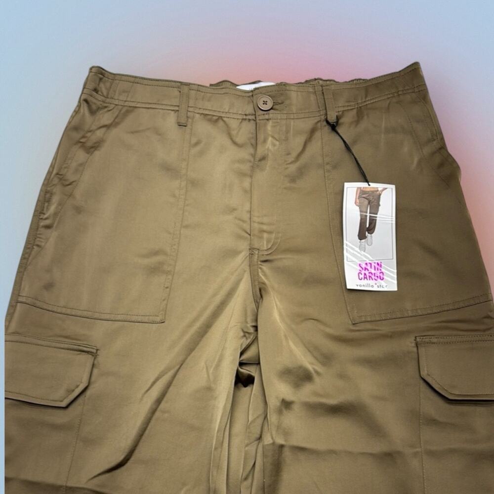 VANILLA STAR Women’s Large Brown SATIN CARGO Pant